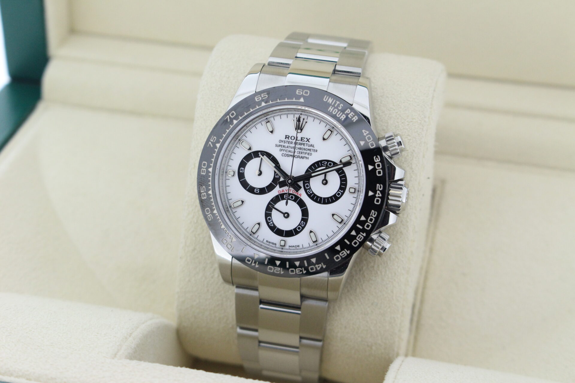 Rolex Panda displayed at angle