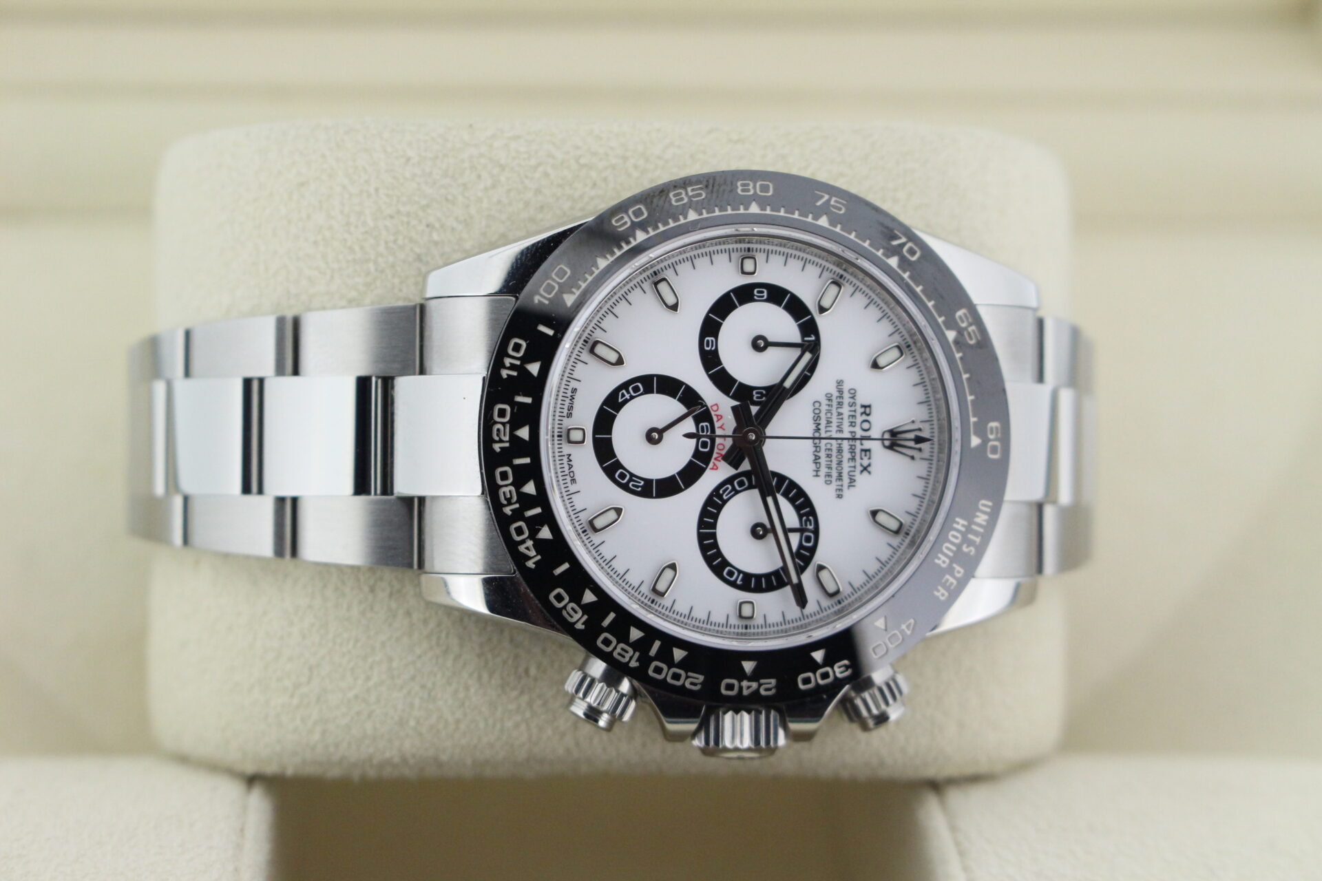 Rolex Daytona laid down on its side