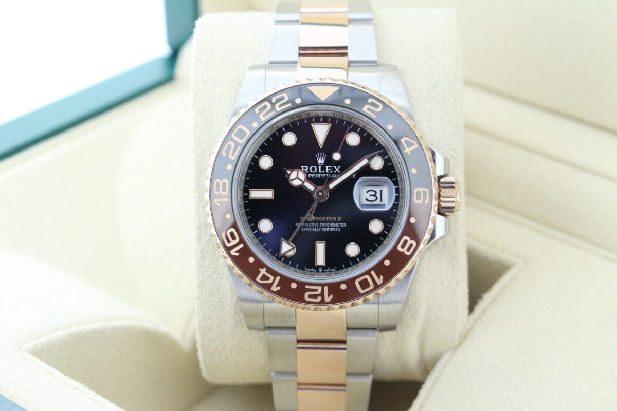 Rolex GMT Master II Rootbeer 126771CHNR turned in it's box