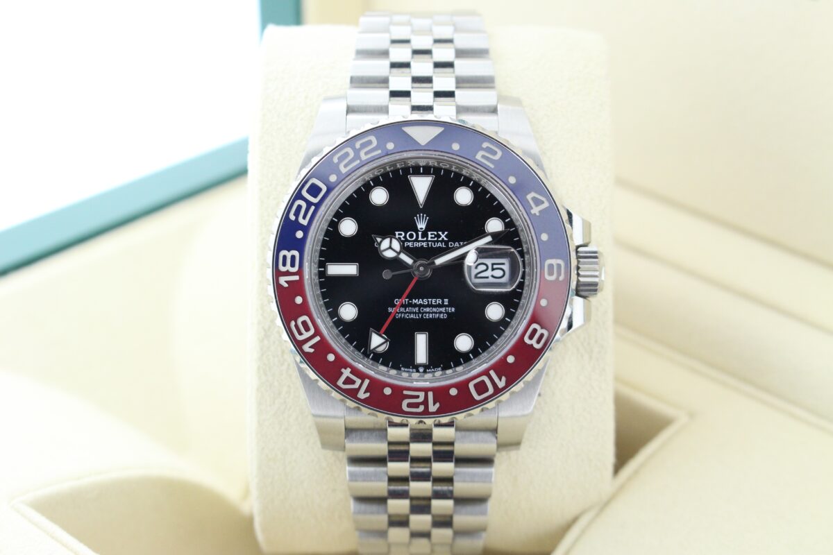 Rolex GMT Master II Pepsi 126710BLRO turned in it's box
