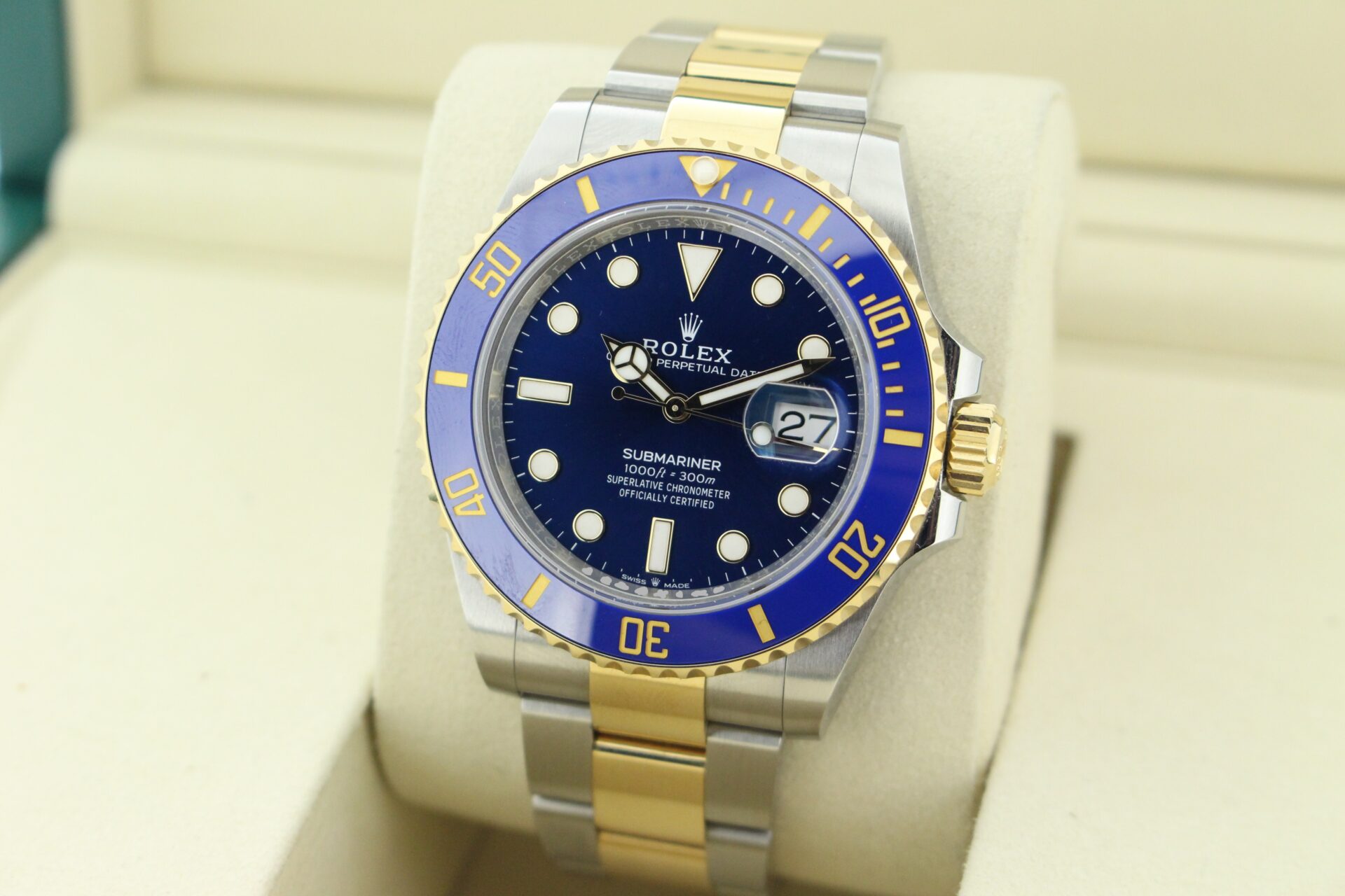 Rolex Submariner Bluesy 126613LB facing towards the left to show the right angle