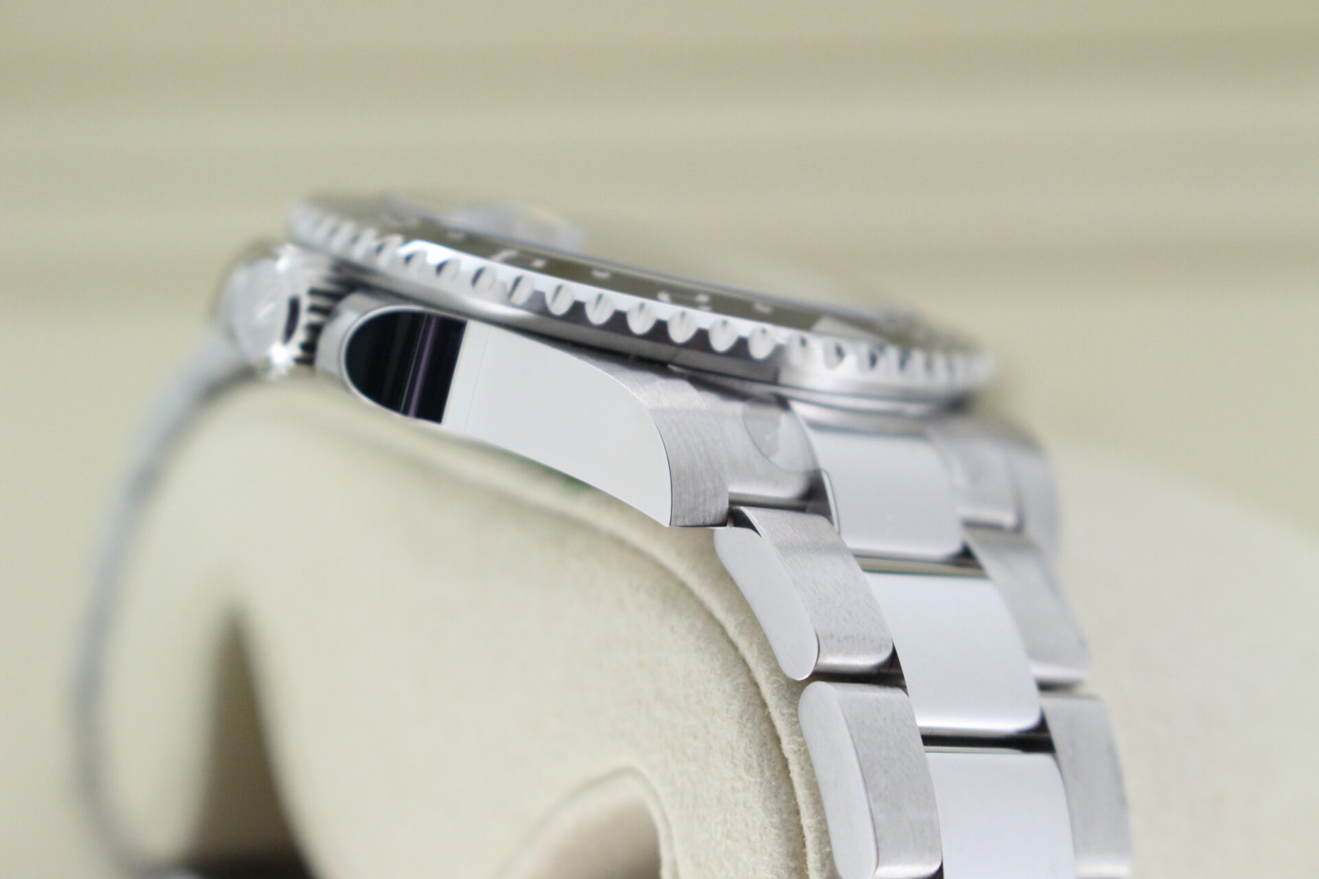 Rolex GMT Master II Bruce Wayne 126710GRNR angle of crown