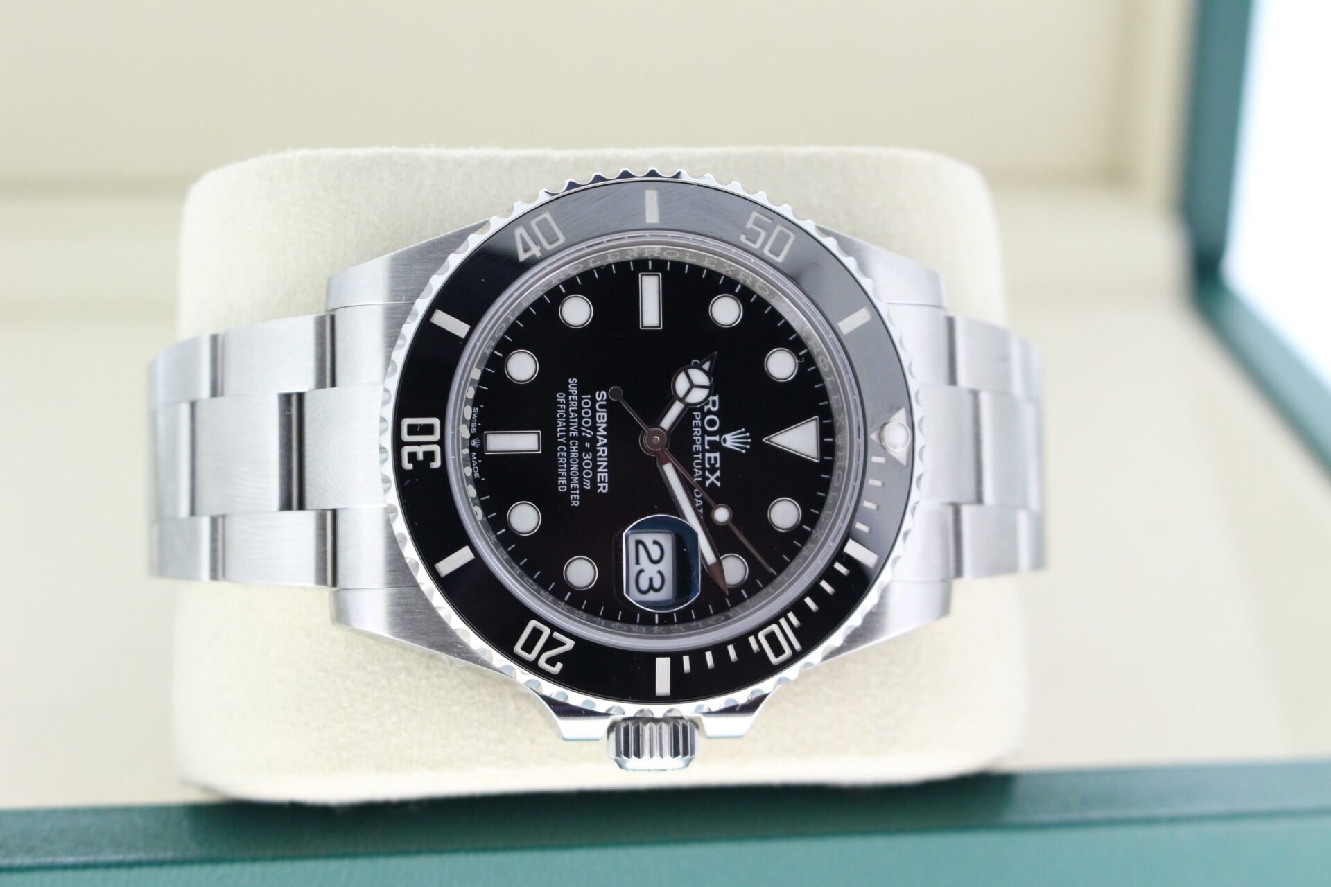 Rolex black sub laid on its side