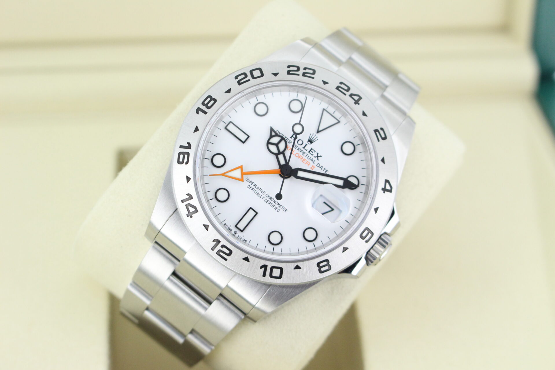 Rolex Explorer II displayed at an angle