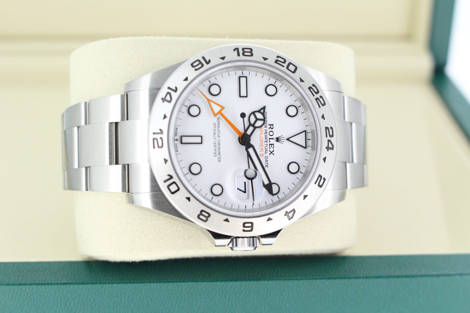 Rolex Explorer white dial laid on its side