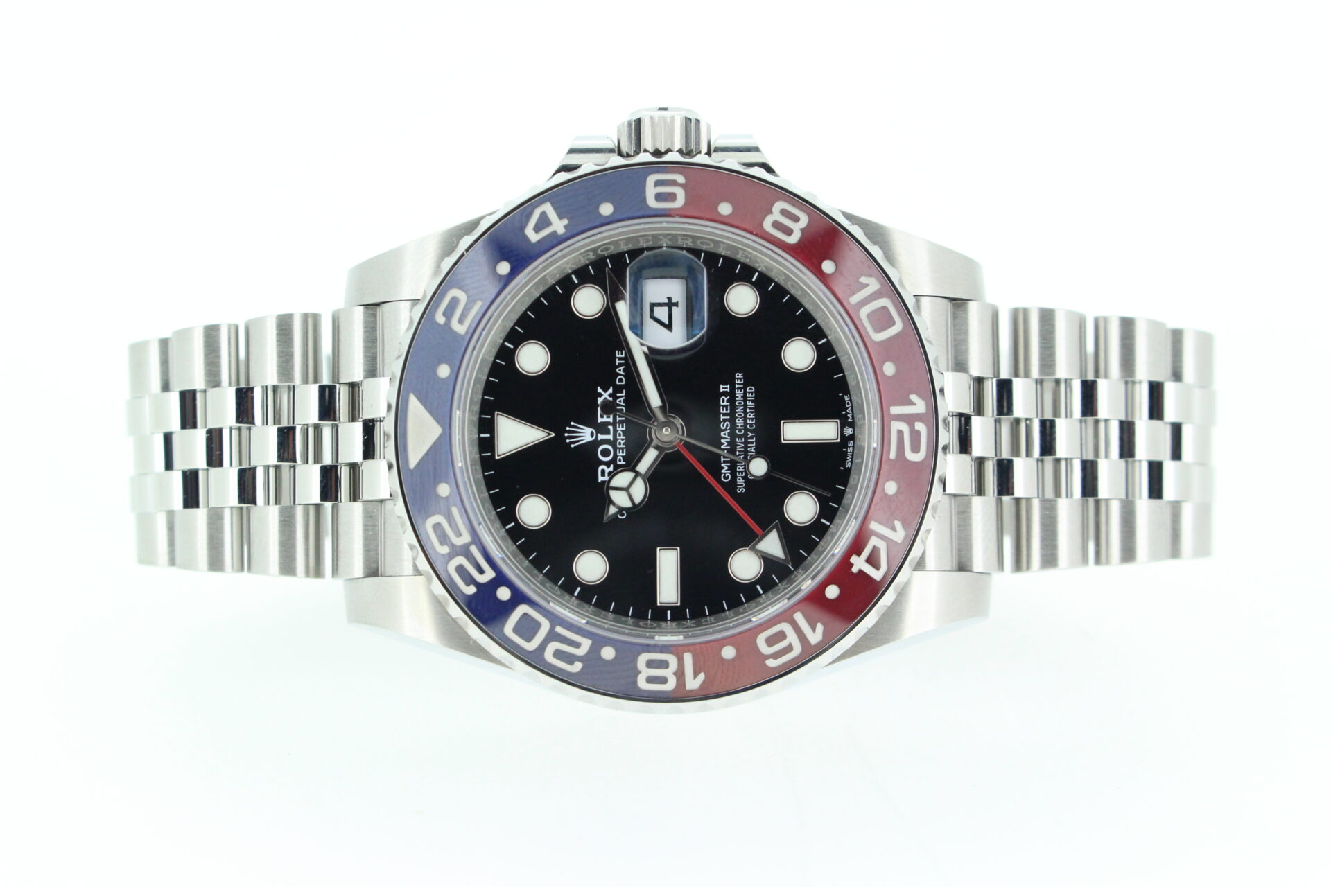 Rolex GMT Master II Pepsi 1261710BLRO on a white background