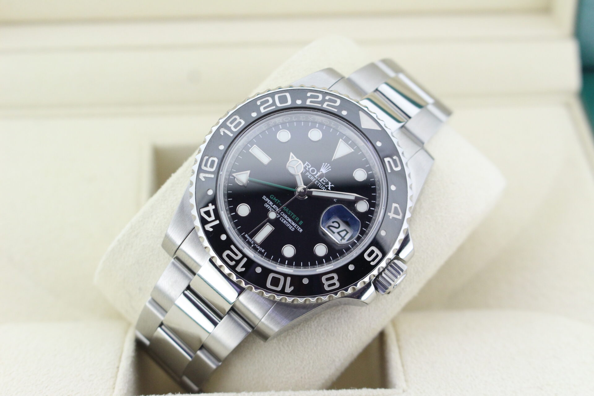 Rolex GMT Master II Black 116710LN tilted