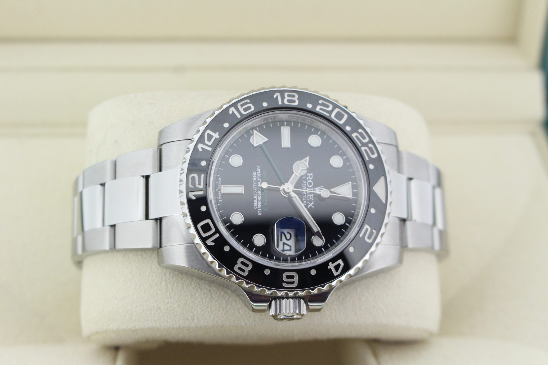 Rolex GMT Master II Black 116710LN on it's side
