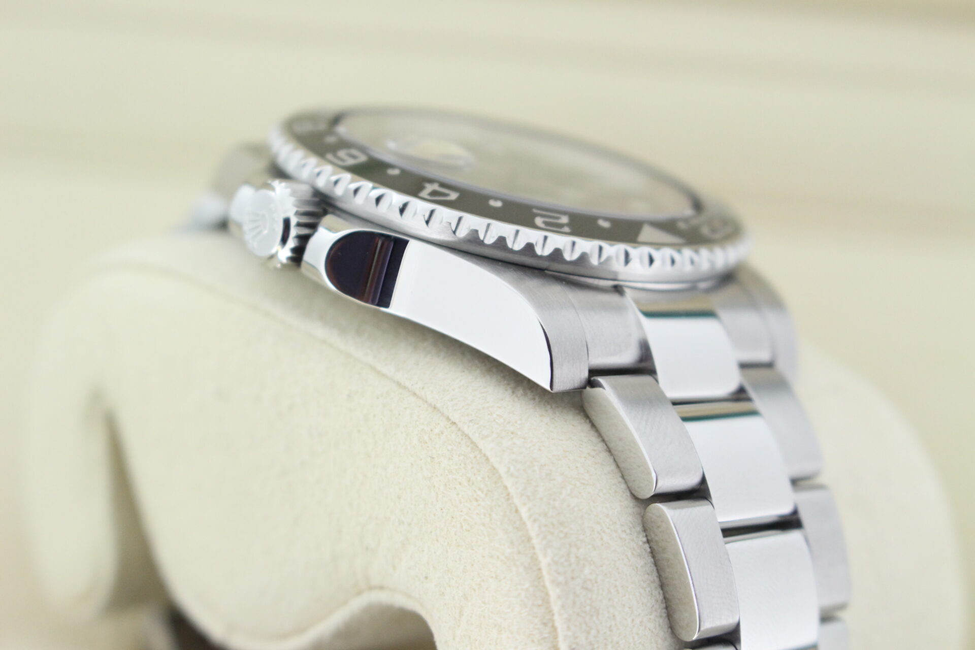 Rolex GMT Master II Black 116710LN angle of crown