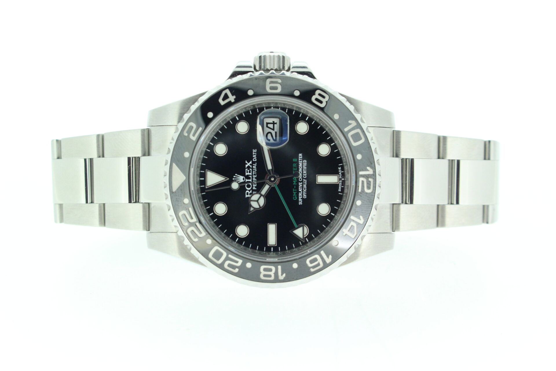 Rolex GMT Master II Black 116710LN on a white background