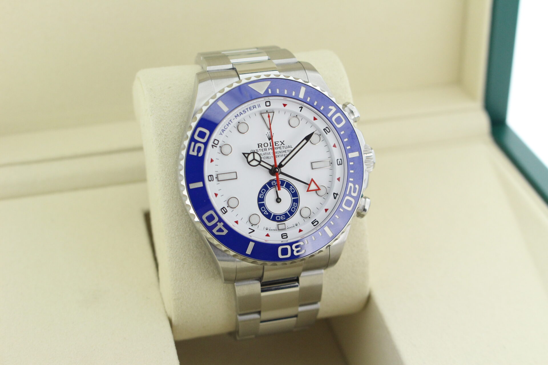 Rolex Yacht-master II 126680 facing towards the right to show the left angle