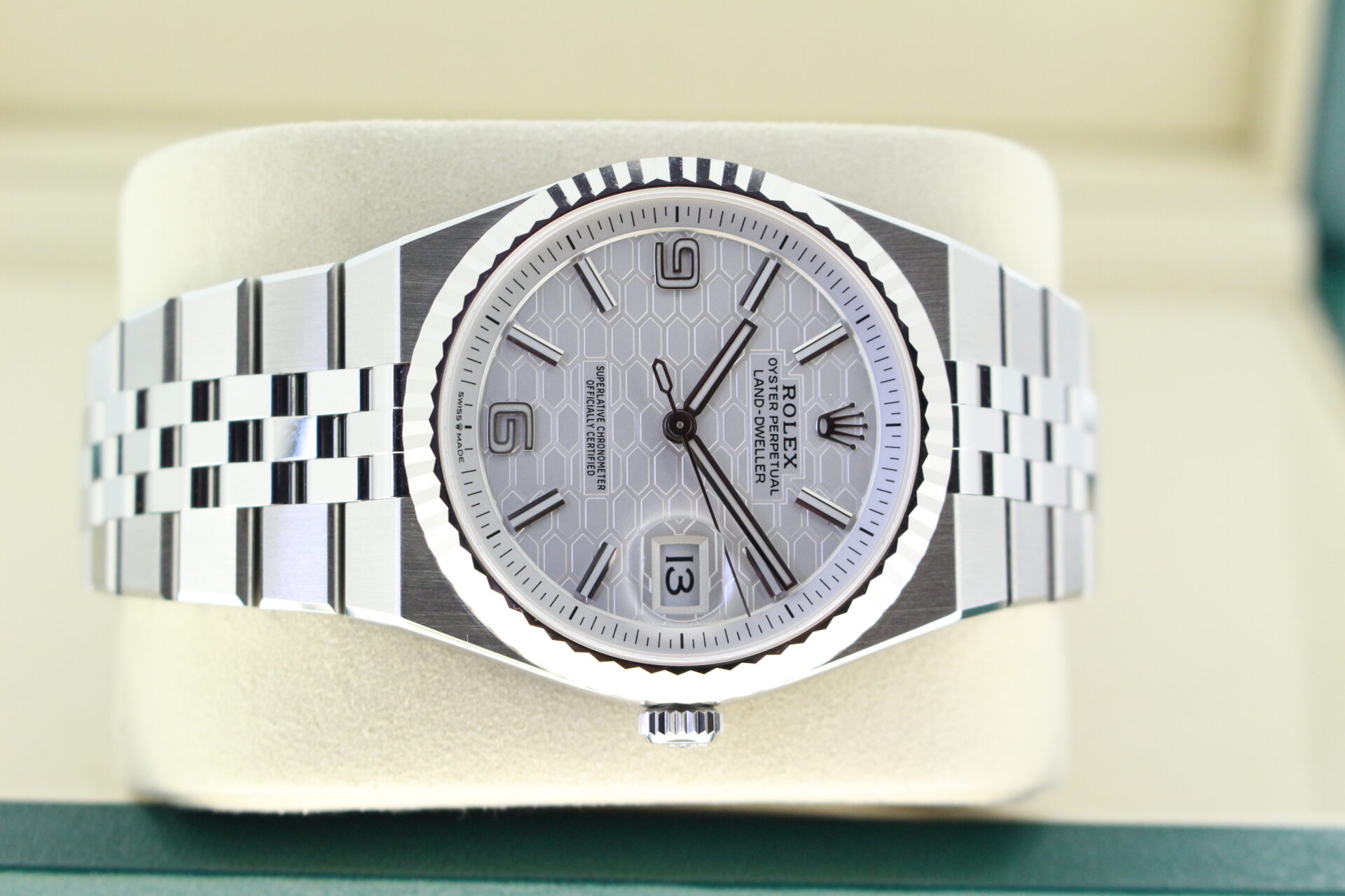 Rolex Land Dweller 40 127334 on it's side