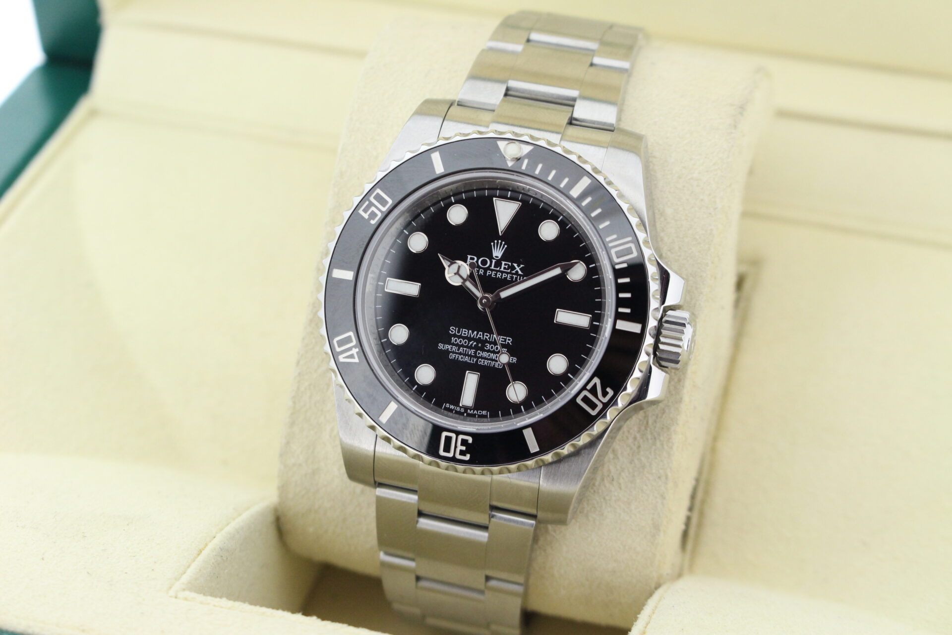 Rolex Submariner No Date 114060 facing towards the left to show the right angle