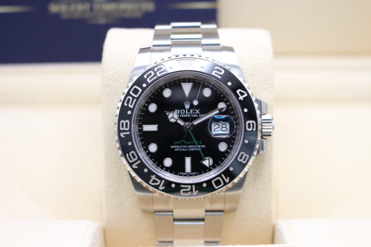 Rolex GMT Master II Black on a watch cushion