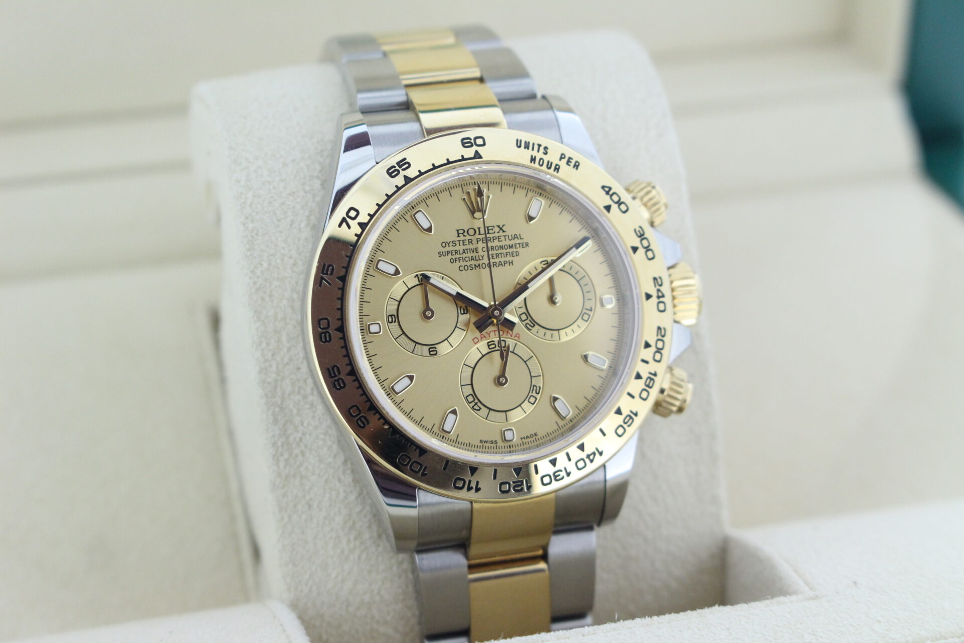 Rolex Daytona Diamond Dial 116503 facing towards the right to show the left angle