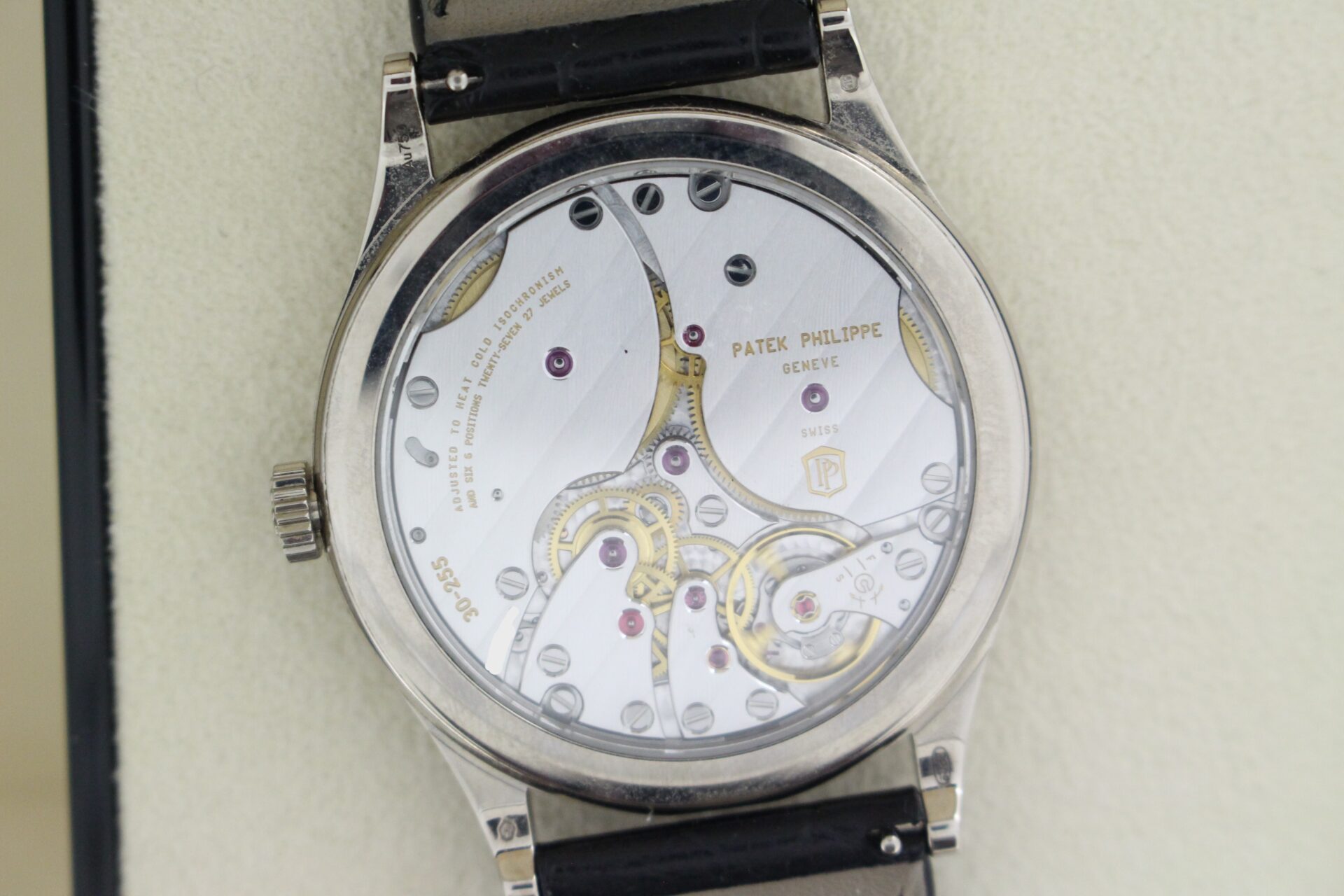Patek Philippe manual movement through the open caseback