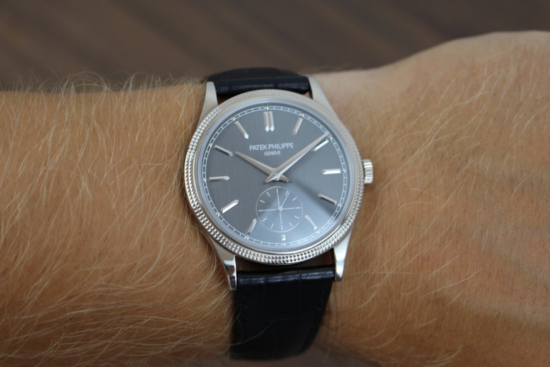 Patek Philippe Calatrava 6119G-001 on a wrist