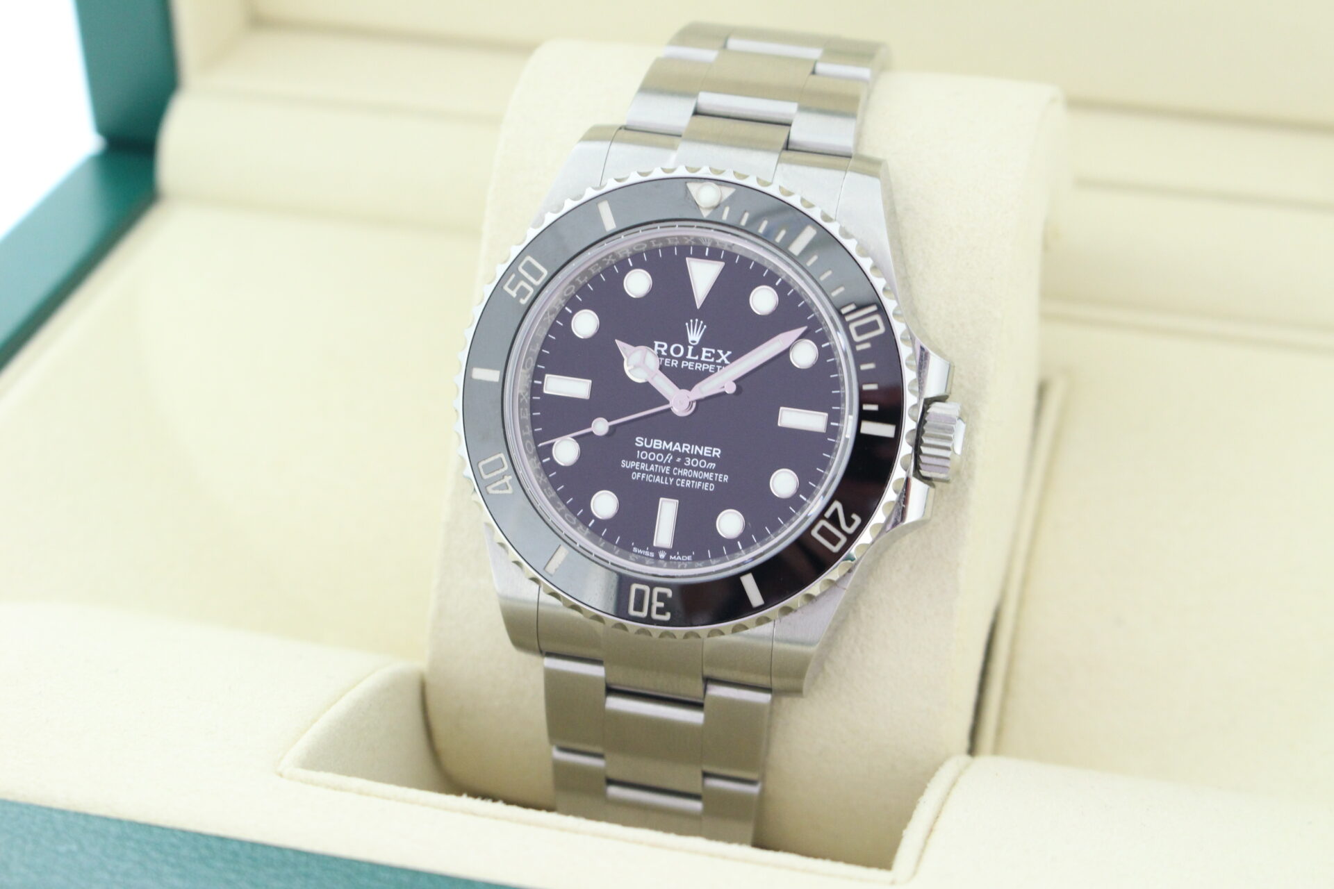 Rolex Submariner No Date 124060 facing towards the left to show the right angle