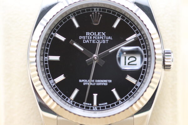 Rolex Datejust 36 reading 10 past 10 with black date wheel