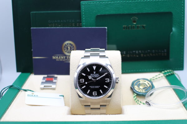 Rolex Explorer 40 Full Set on display with all its original accessories