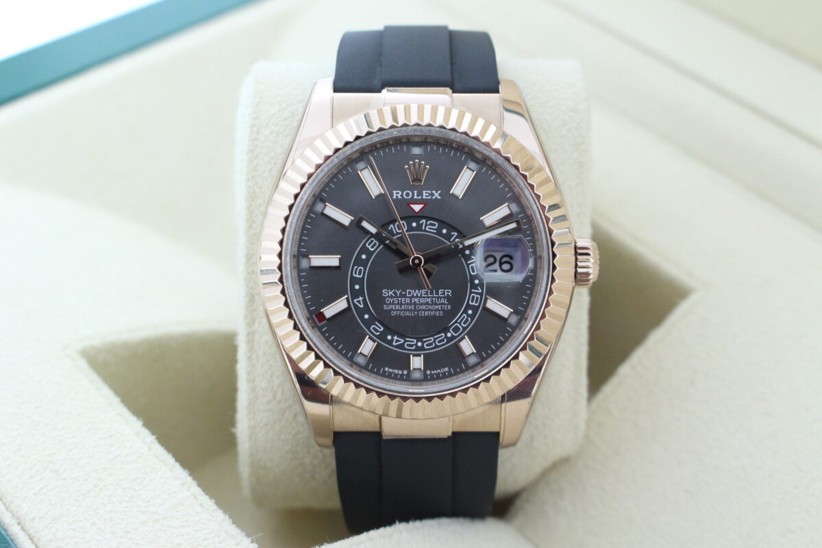 Rolex Sky-Dweller Oysterflex Everose Gold turned