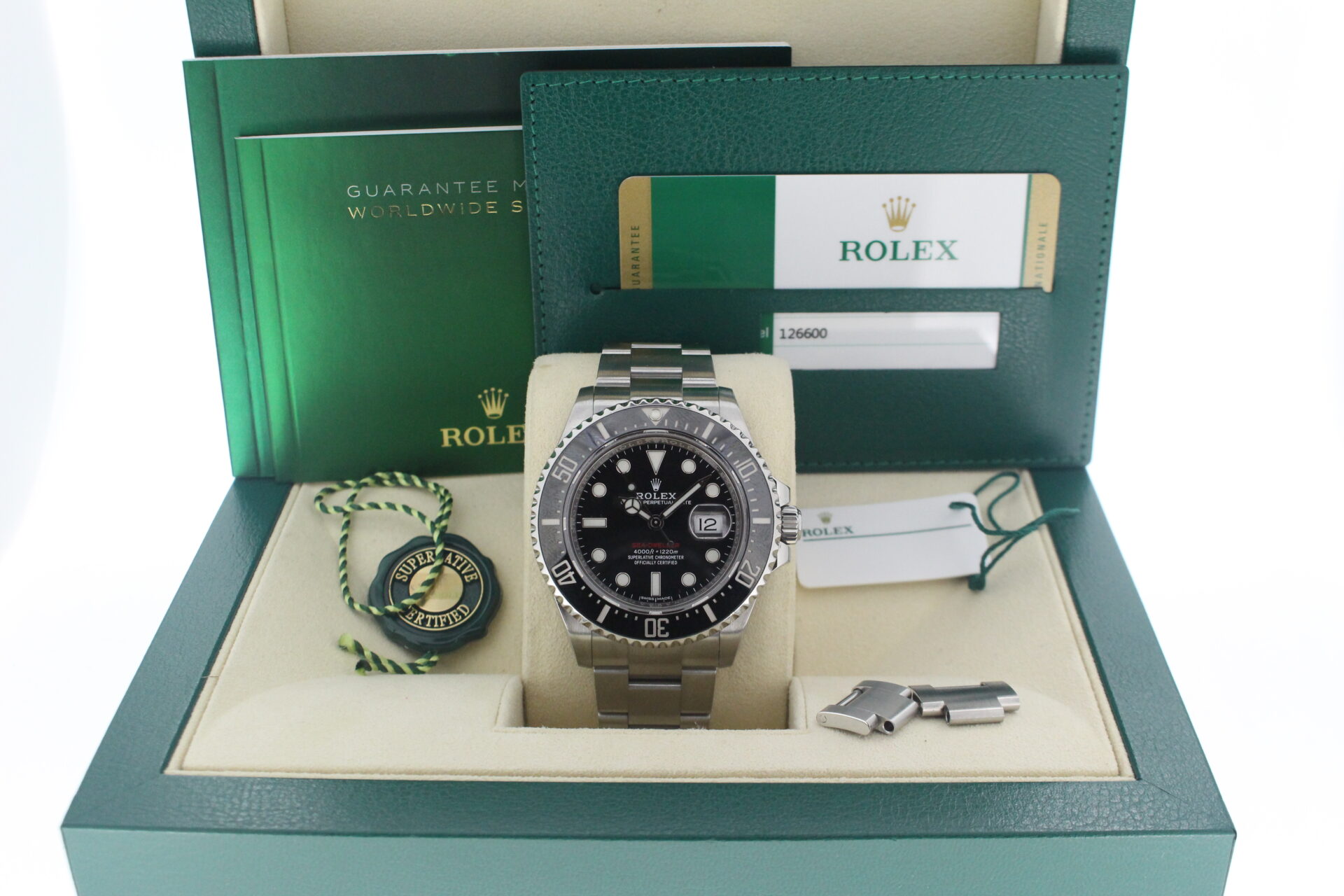 Rolex Sea-Dweller 50 Anniversary 126600 in it's box with both swing tags, link, booklets and warranty card