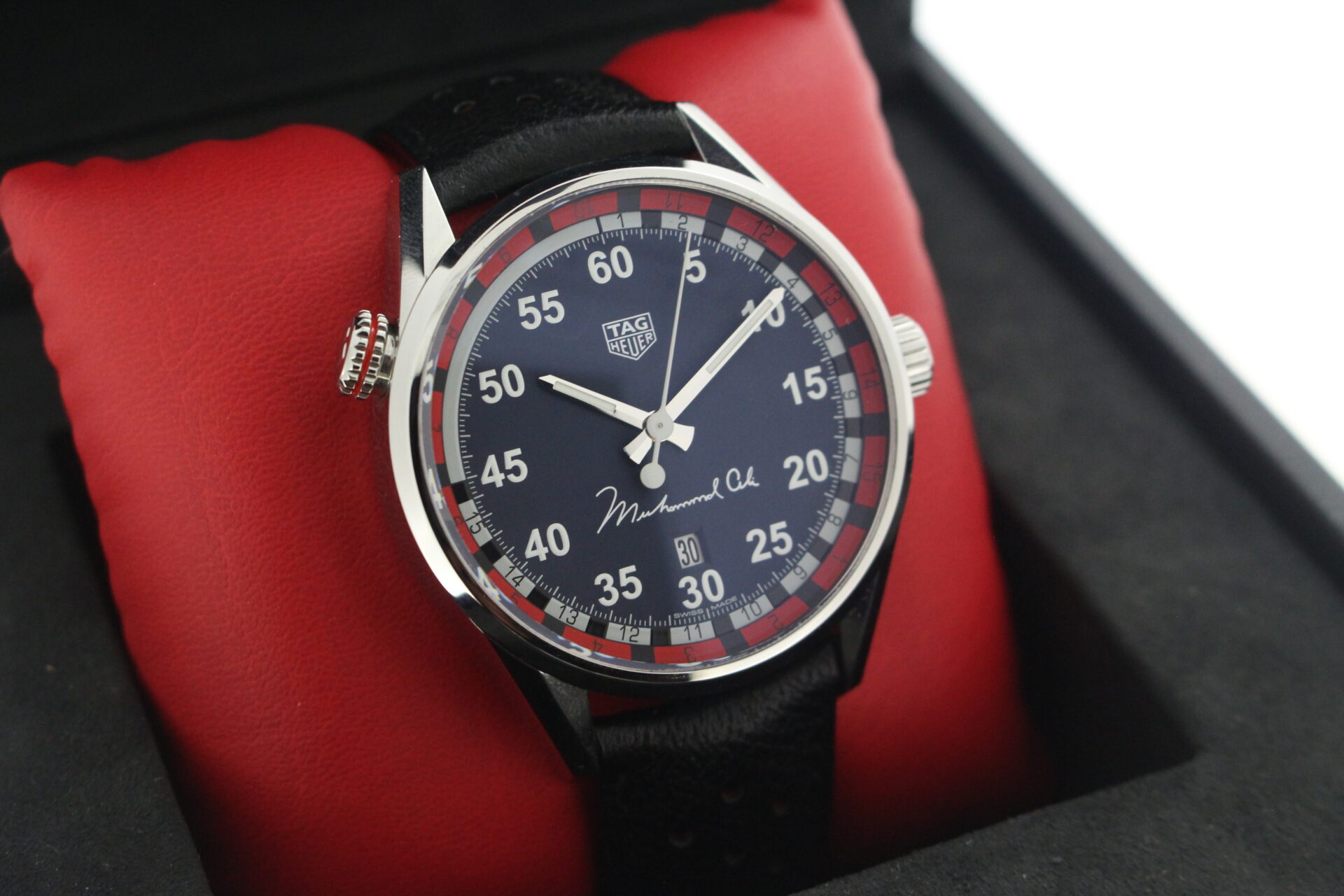 Tag Heuer Carrera Muhammed Ali facing towards the right to show the left angle