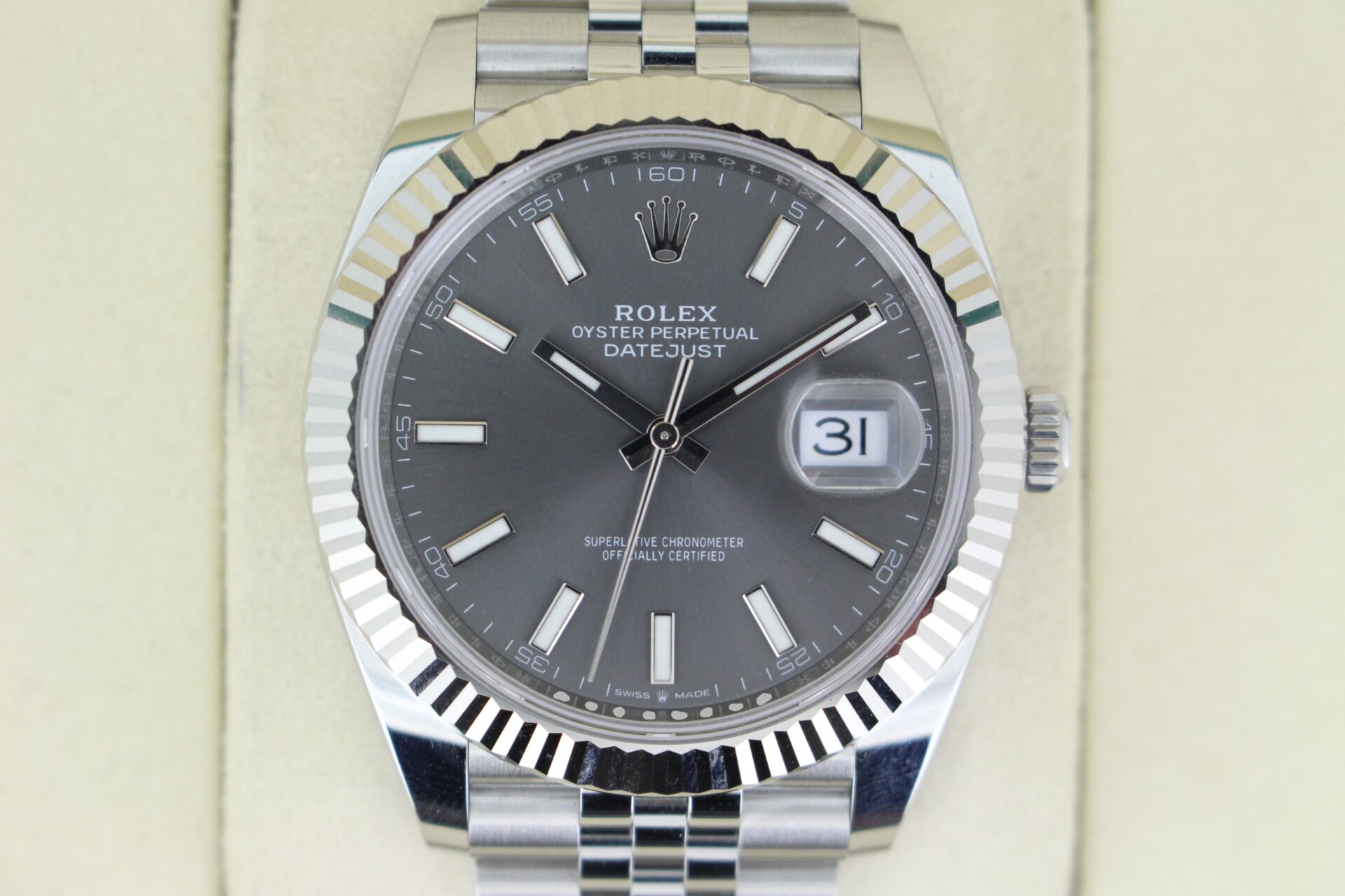 Rolex Datejust 41 Slate Grey 126334 watch face