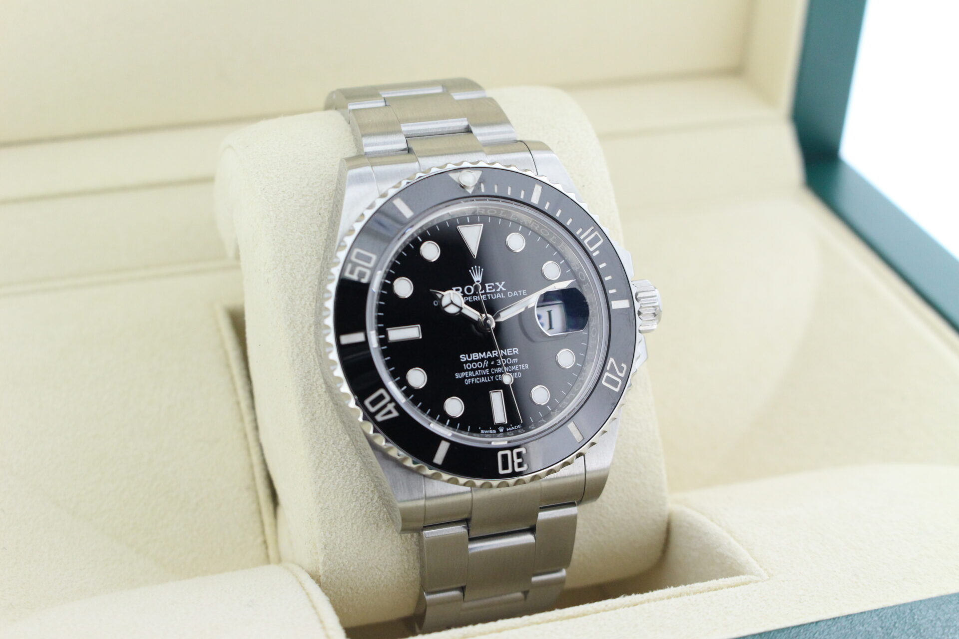 Rolex Submariner Date 41mm 126610LN facing towards the right to show the left angle