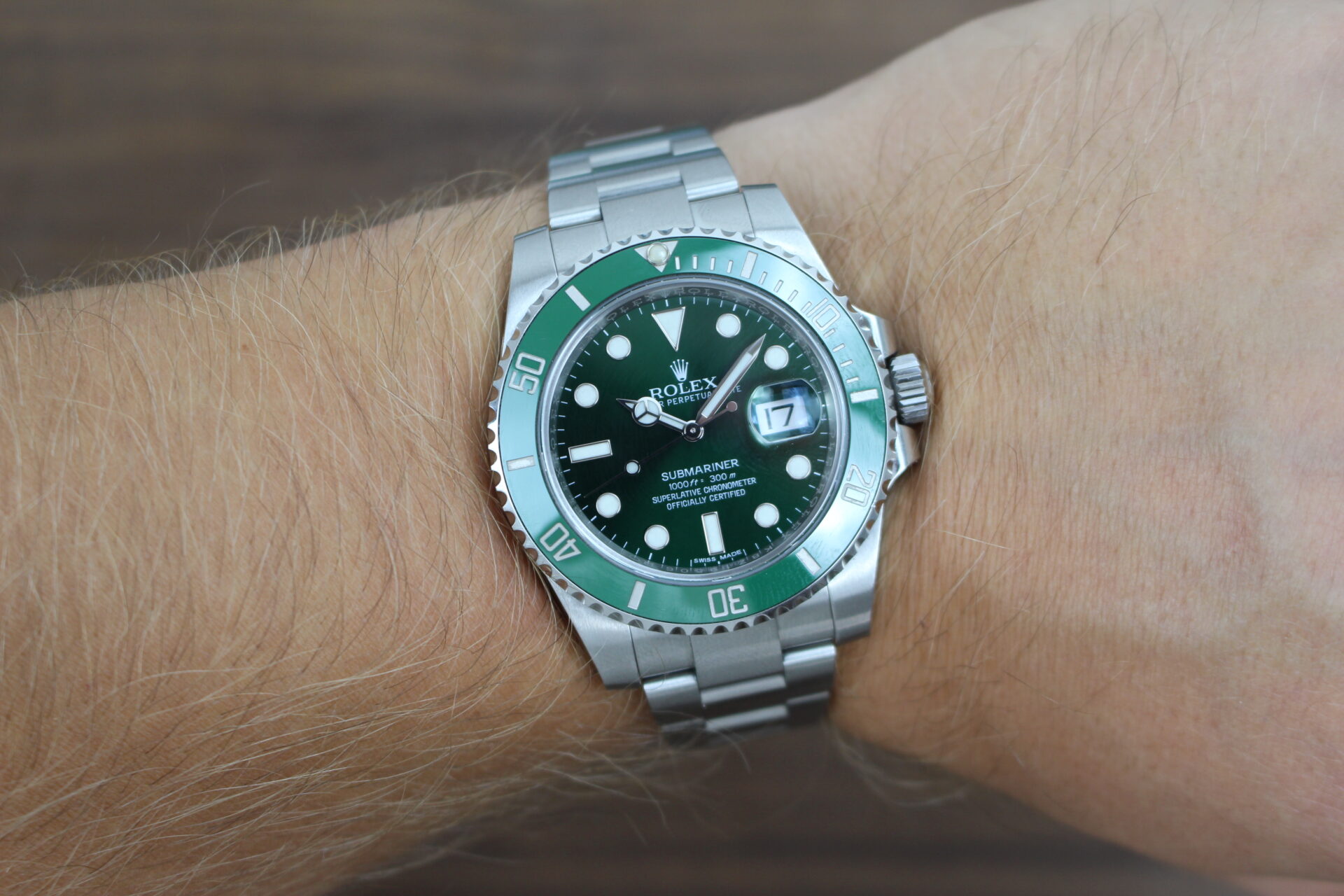 Rolex Submariner Hulk 40mm 116610LV on a wrist