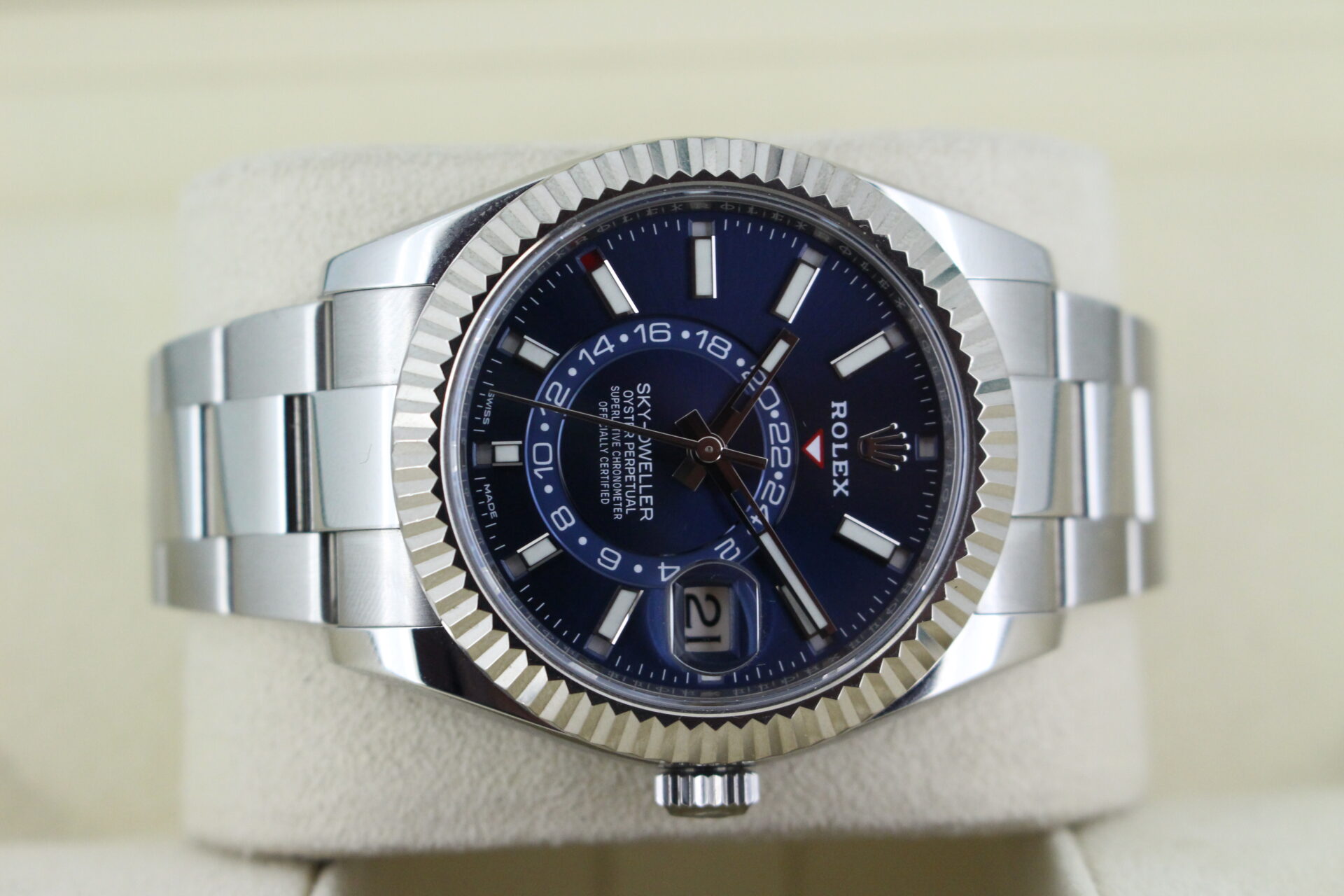 Rolex Sky-Dweller Blue Dial 326934 on it's side