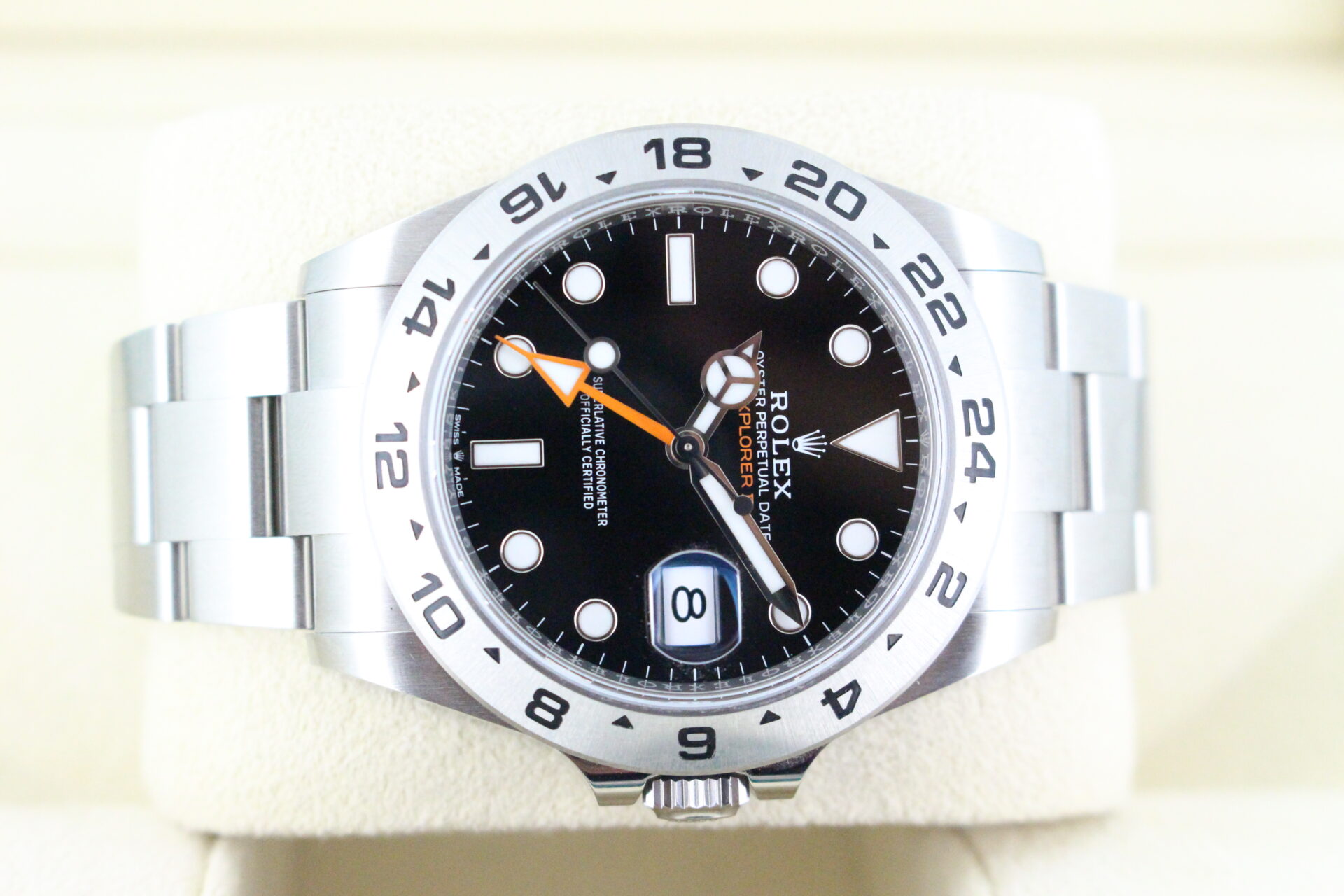Rolex Explorer II 226570 on it's side