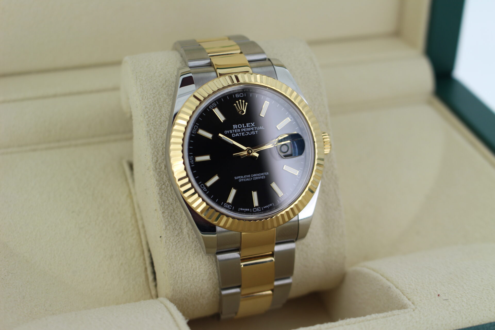 Rolex Datejust 41mm 126333 facing towards the right to show the left angle