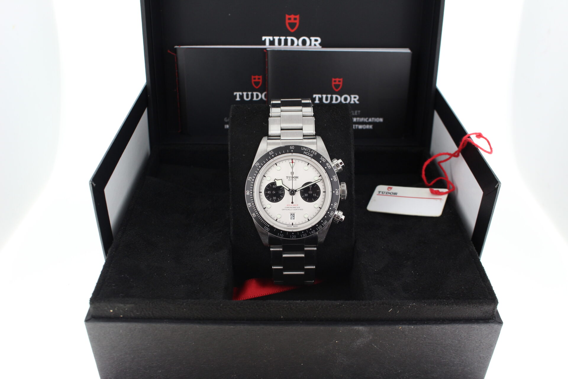Tudor Black Bay Chrono Panda M79360N in it's box with swing tag, booklets and warranty card