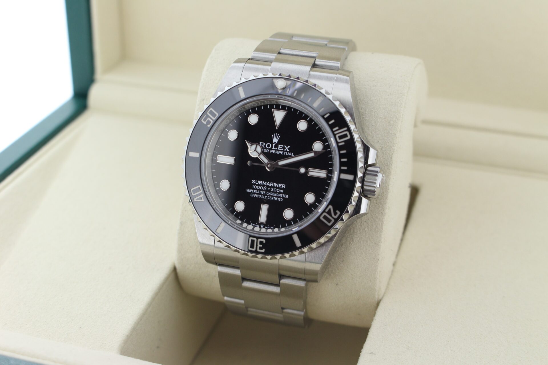 Rolex Submariner No Date 124060 facing towards the left to show the right angle