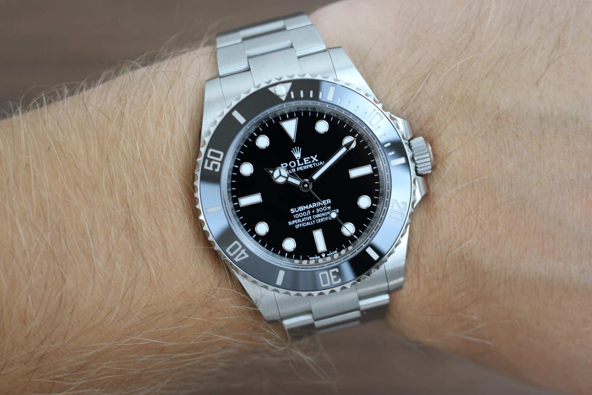 Rolex Submariner No Date 124060 on a wrist