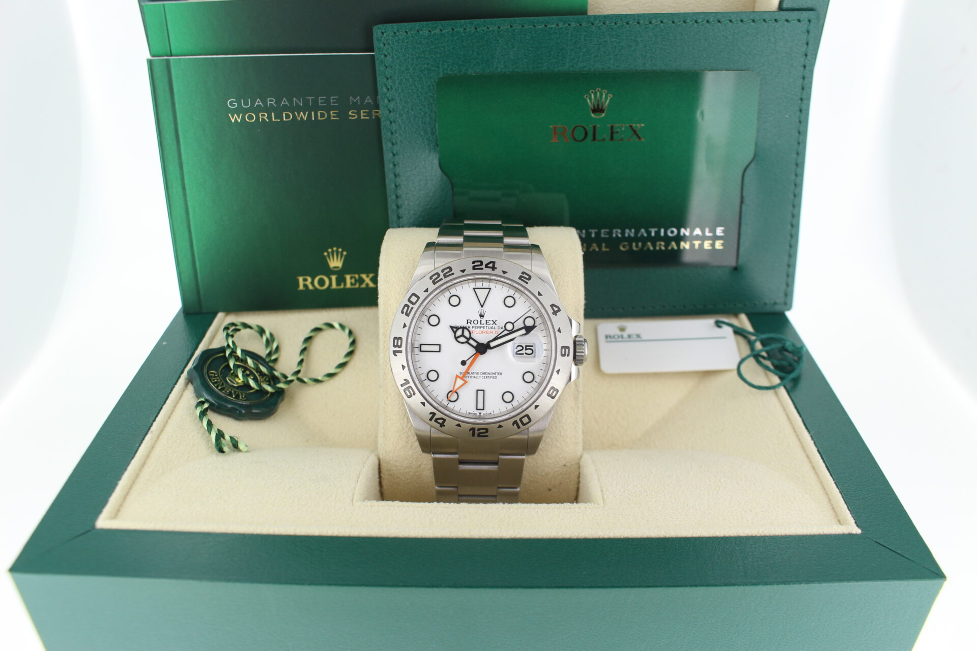 Rolex Explorer II Polar 226570 in it's box with both swing tags, booklets and warranty card