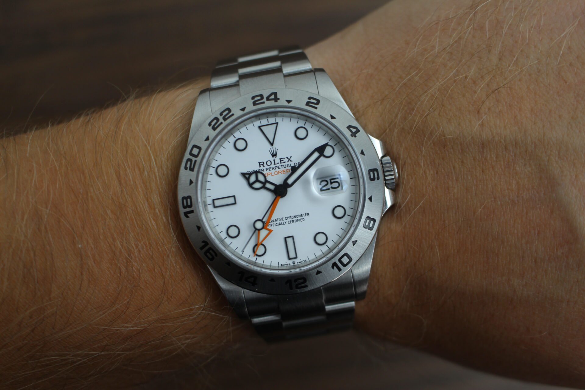 Rolex Explorer II Polar 226570 on a wrist
