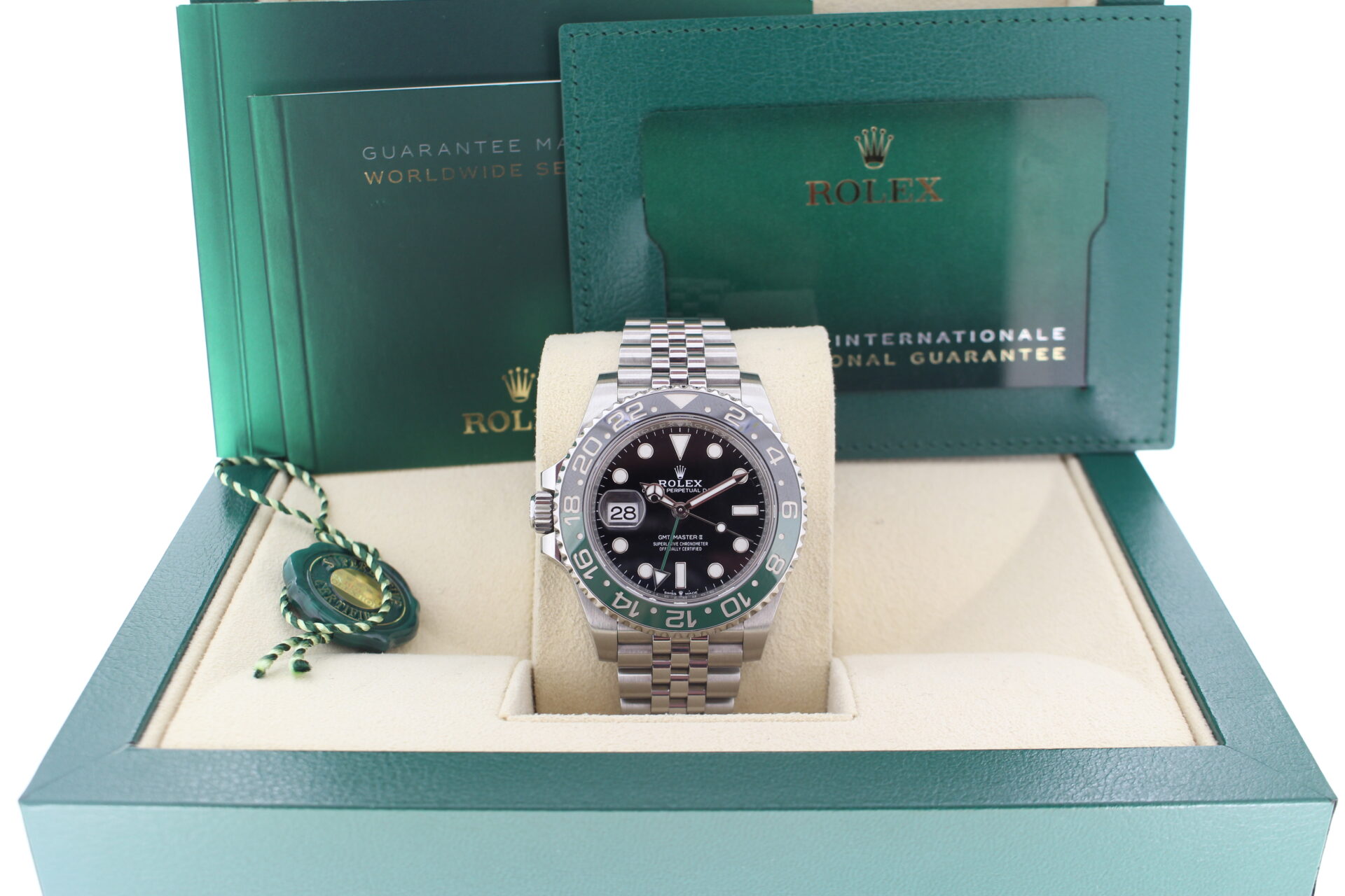 Rolex GMT Master II Sprite 126720VTNR in it's box with booklets, green swing tags and warranty card