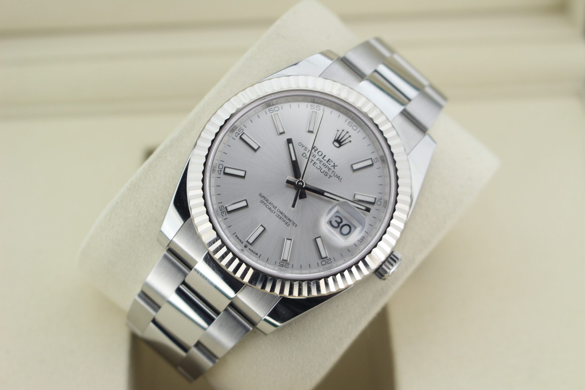 Rolex Datejust 41 Silver 126334 tilted