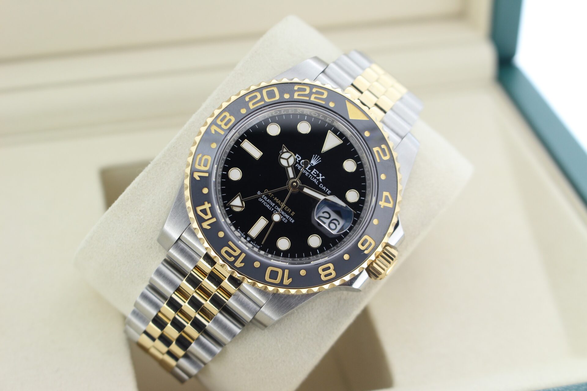 Rolex GMT Master II Zombie 126713GRNR tilted