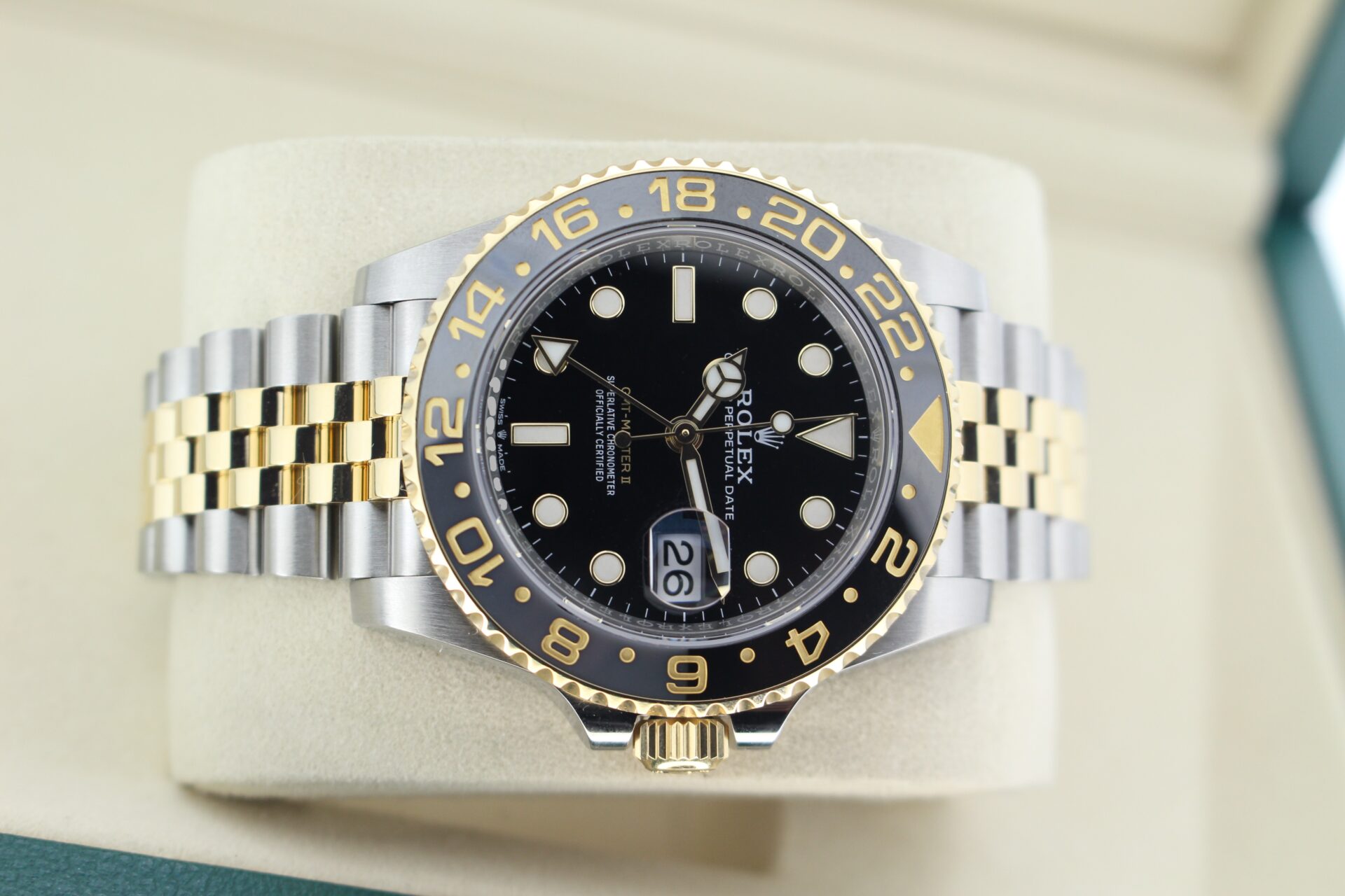 Rolex GMT Master II Zombie 126713GRNR on it's side