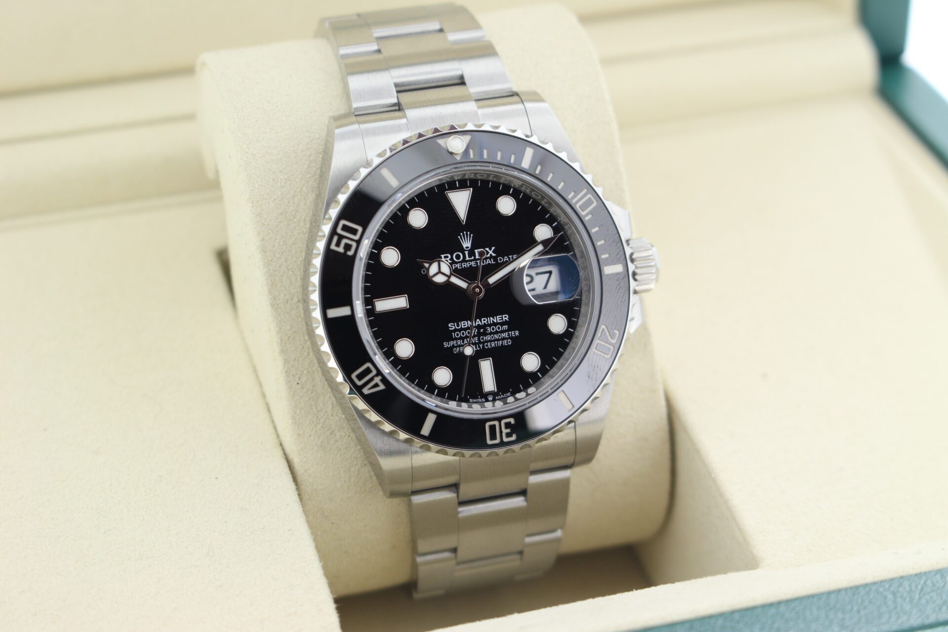 Rolex Submariner Date 41mm 126610LN facing towards the right to show the left angle