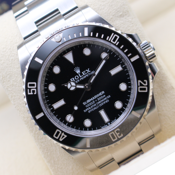 Rolex Sub no date rotated and displayed at an angle